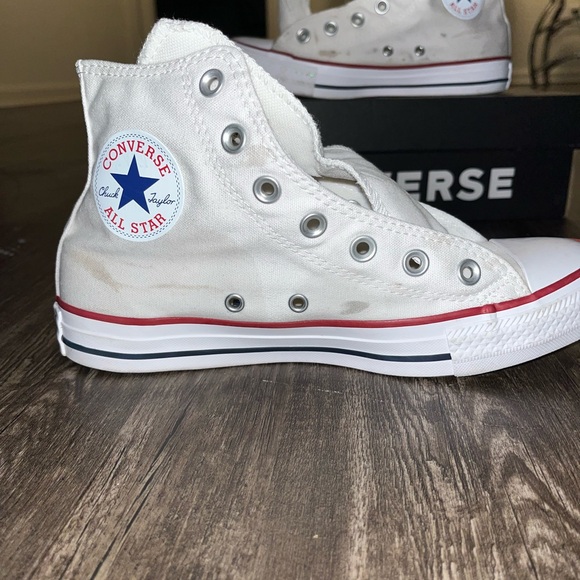 All white high top converse size 6 men / 8 women . - Picture 2 of 6